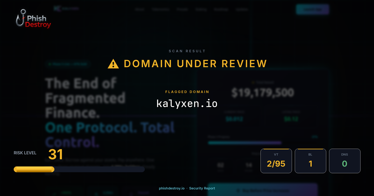 kalyxen.io phishing report — threat analysis by PhishDestroy