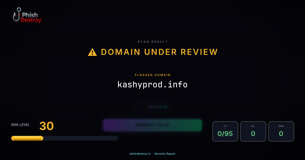 kashyprod.info phishing report — threat analysis by PhishDestroy