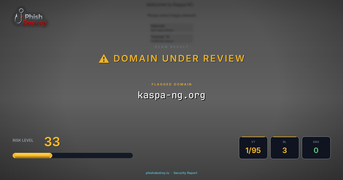 kaspa-ng.org phishing report — threat analysis by PhishDestroy