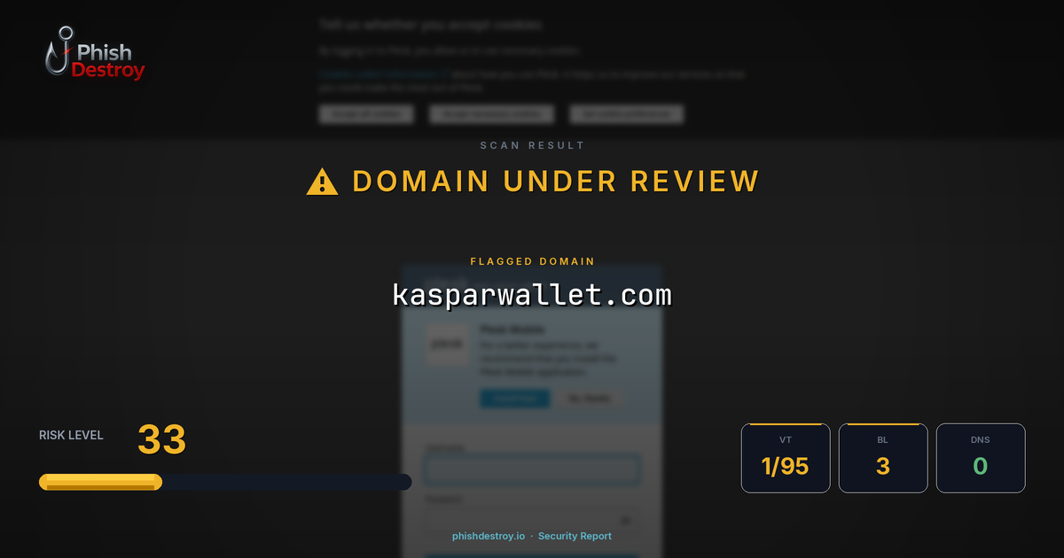kasparwallet.com phishing report — threat analysis by PhishDestroy