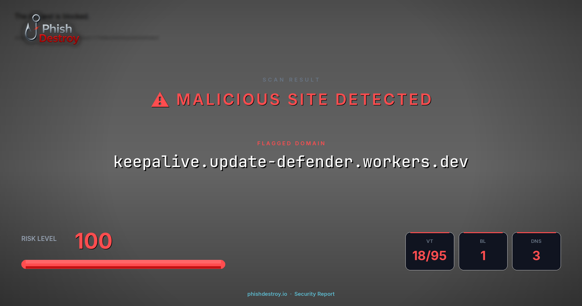 keepalive.update-defender.workers.dev phishing report — threat analysis by PhishDestroy