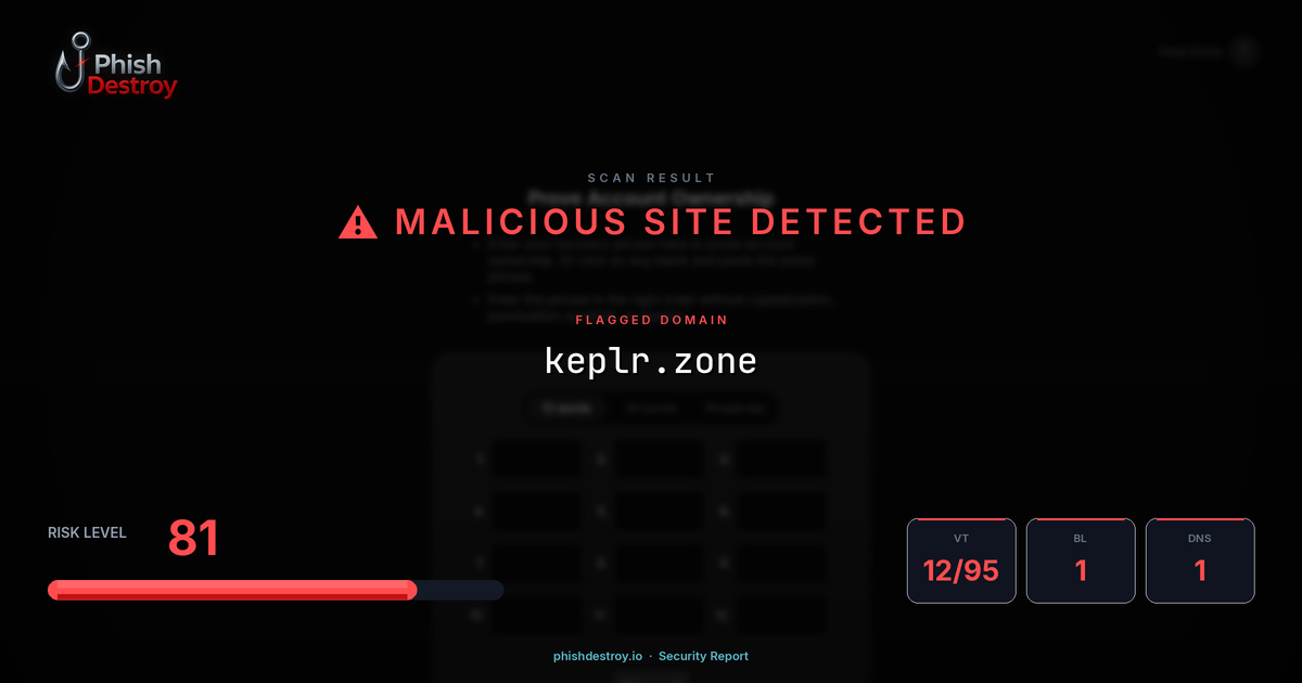 keplr.zone phishing report — threat analysis by PhishDestroy