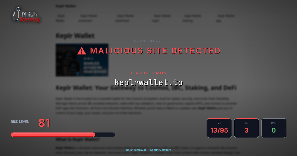 keplrwallet.to phishing report — threat analysis by PhishDestroy