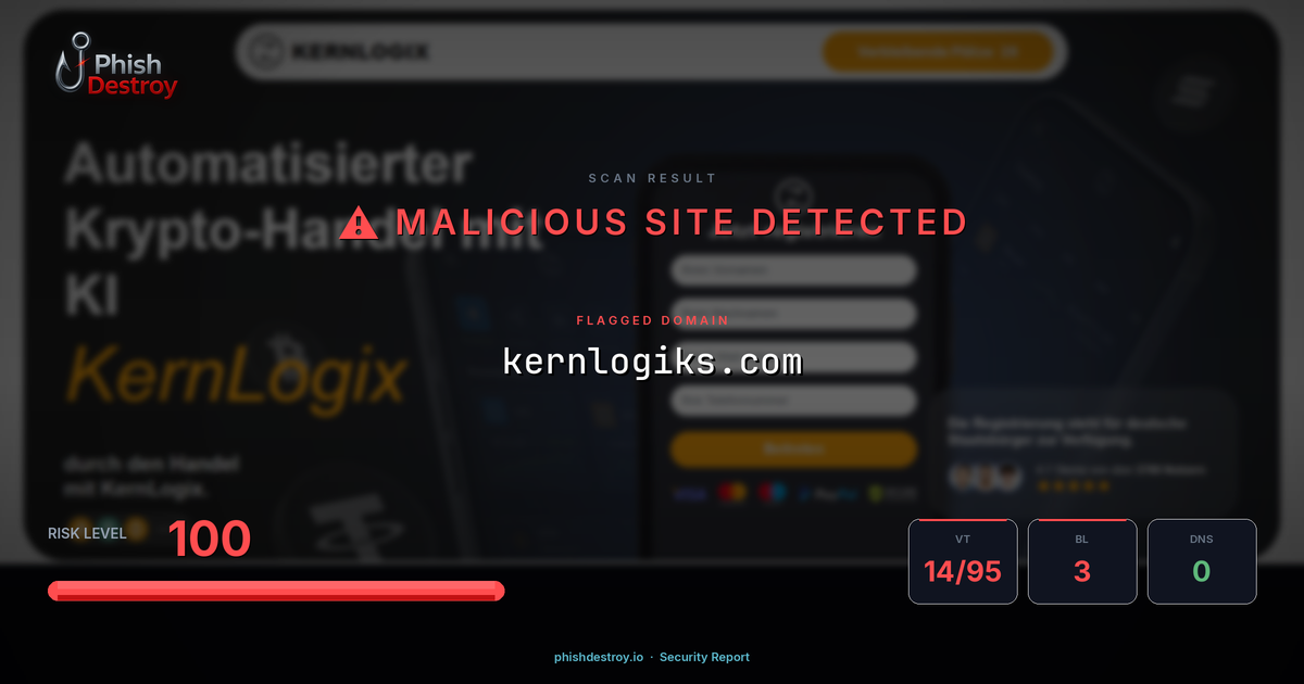 kernlogiks.com phishing report — threat analysis by PhishDestroy