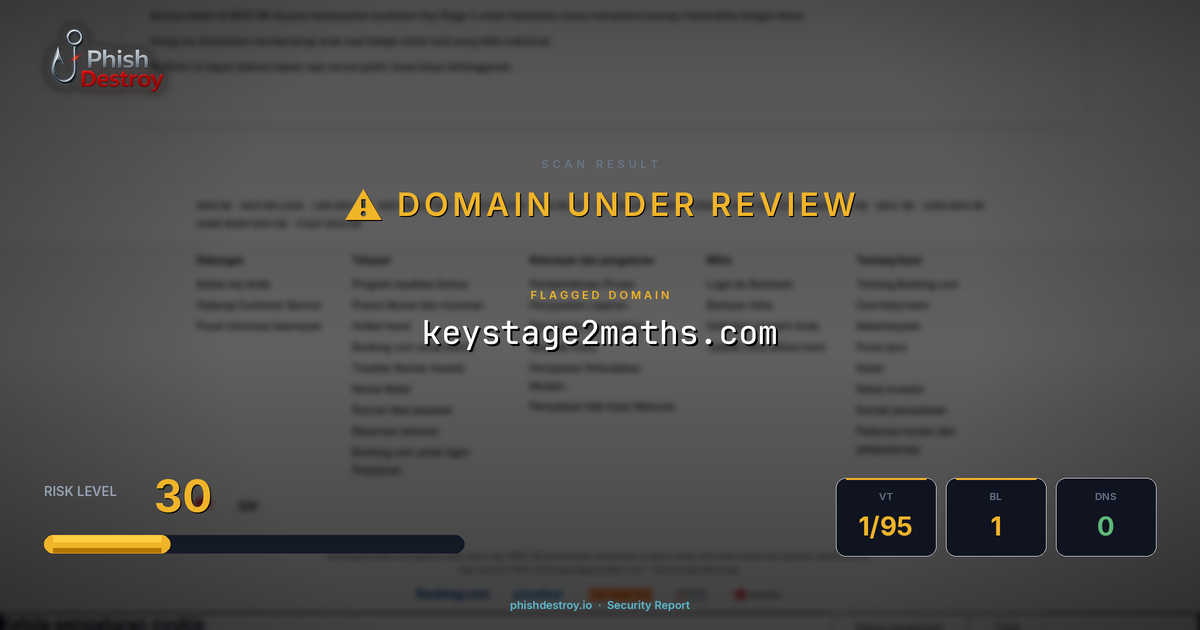 keystage2maths.com phishing report — threat analysis by PhishDestroy