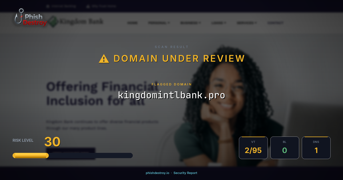 kingdomintlbank.pro phishing report — threat analysis by PhishDestroy