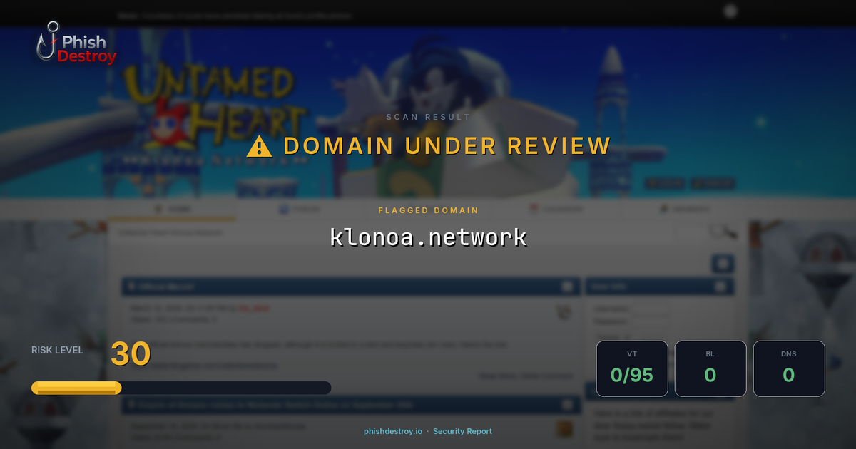 klonoa.network phishing report — threat analysis by PhishDestroy