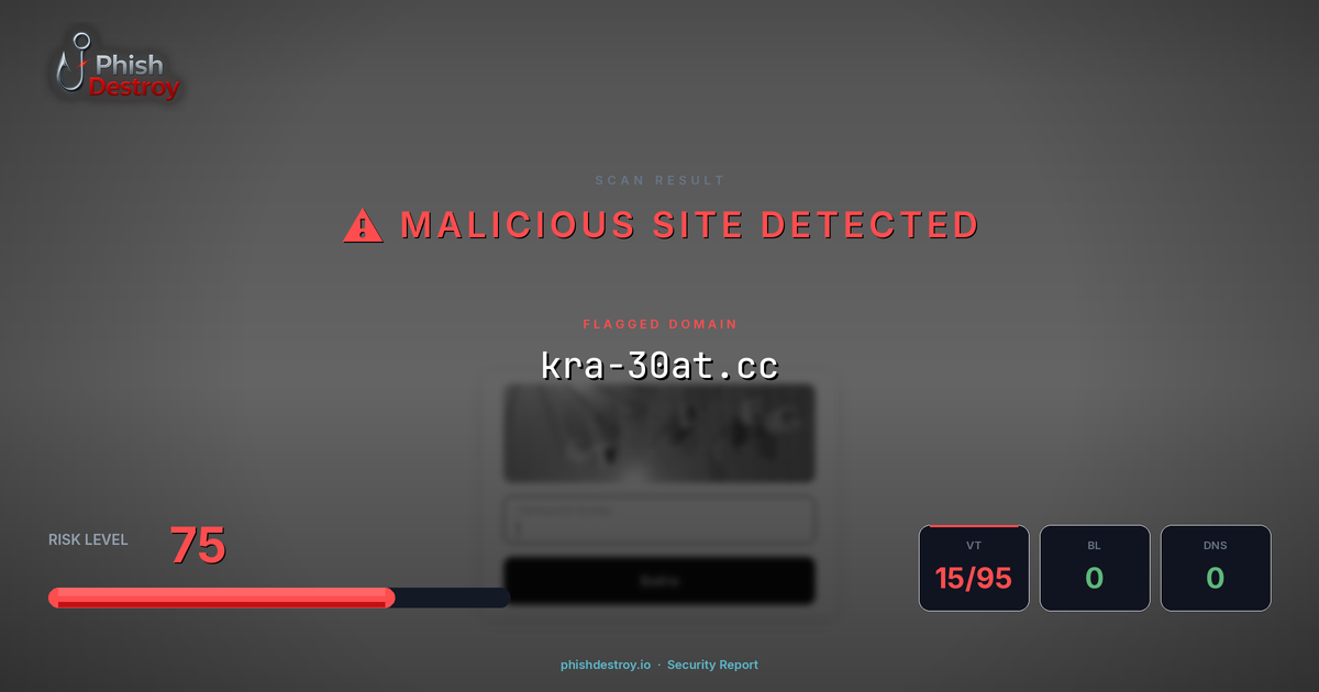 kra-30at.cc phishing report — threat analysis by PhishDestroy