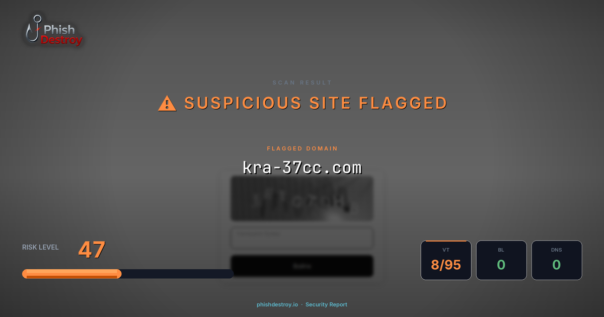 kra-37cc.com phishing report — threat analysis by PhishDestroy