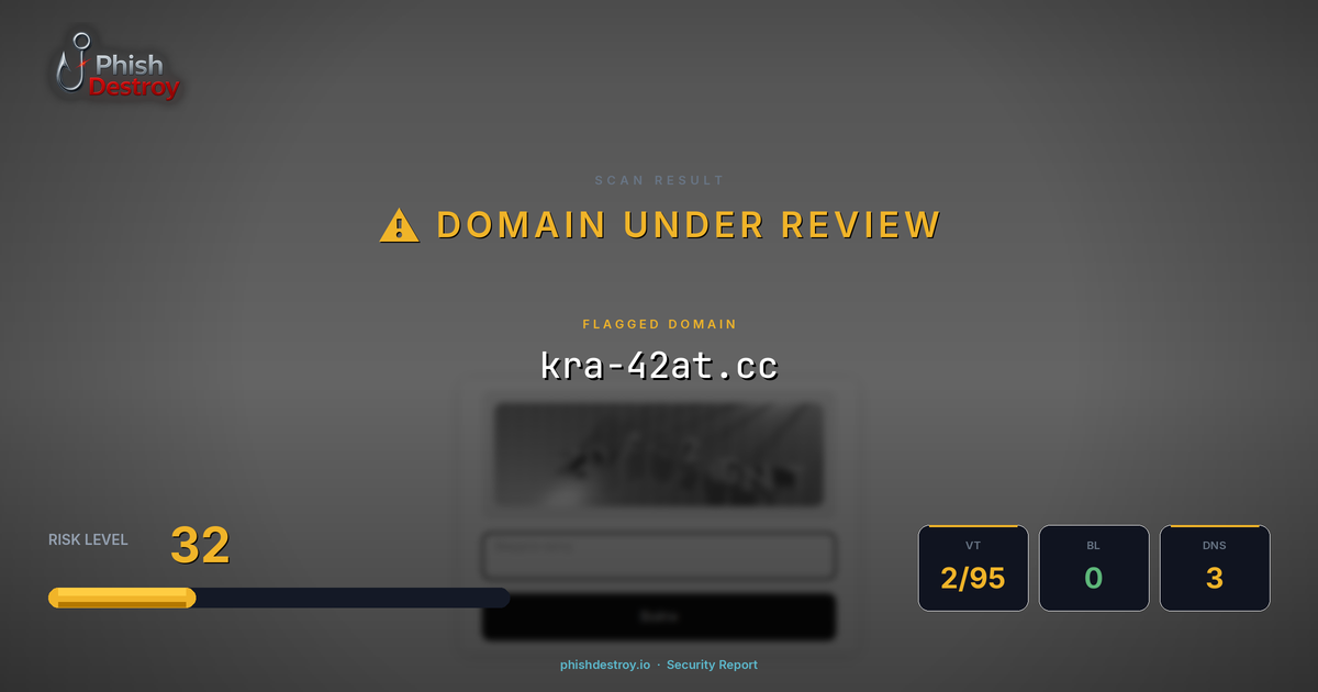 kra-42at.cc phishing report — threat analysis by PhishDestroy