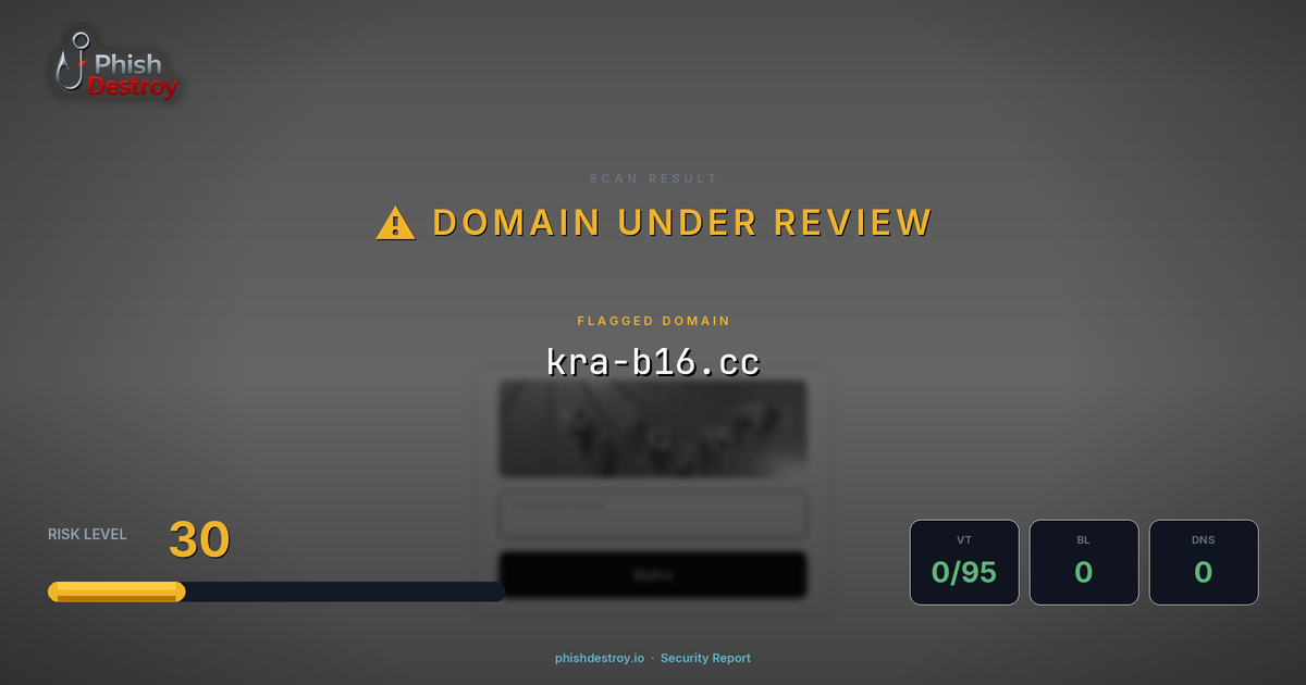 kra-b16.cc phishing report — threat analysis by PhishDestroy