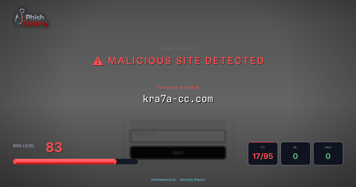 kra7a-cc.com phishing report — threat analysis by PhishDestroy