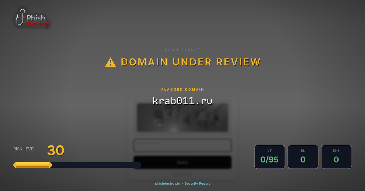 krab011.ru phishing report — threat analysis by PhishDestroy