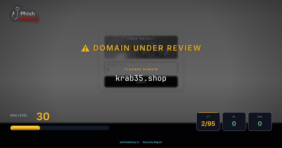 krab35.shop phishing report — threat analysis by PhishDestroy