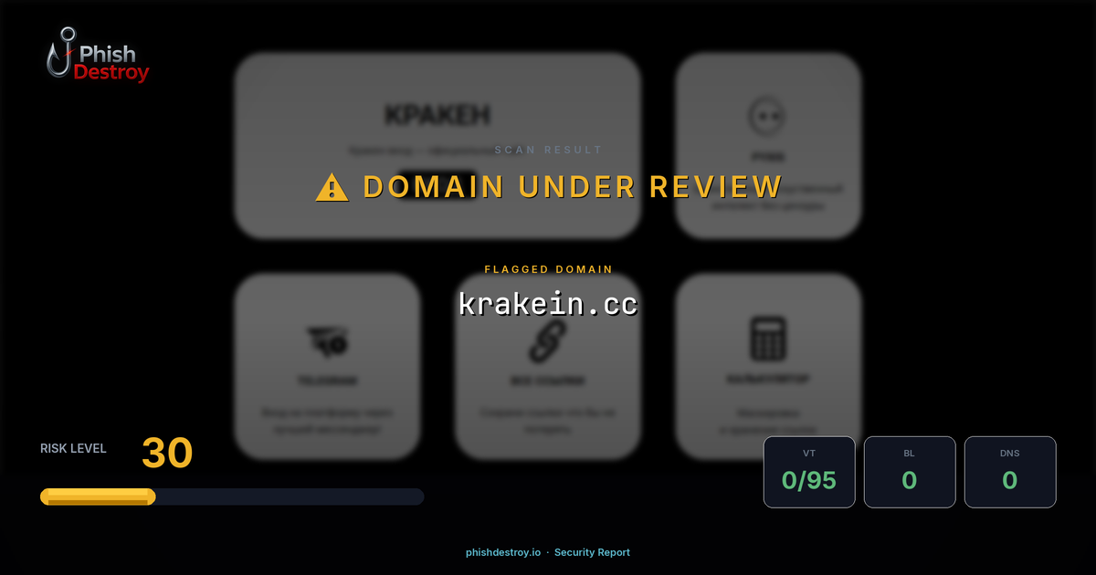 krakein.cc phishing report — threat analysis by PhishDestroy