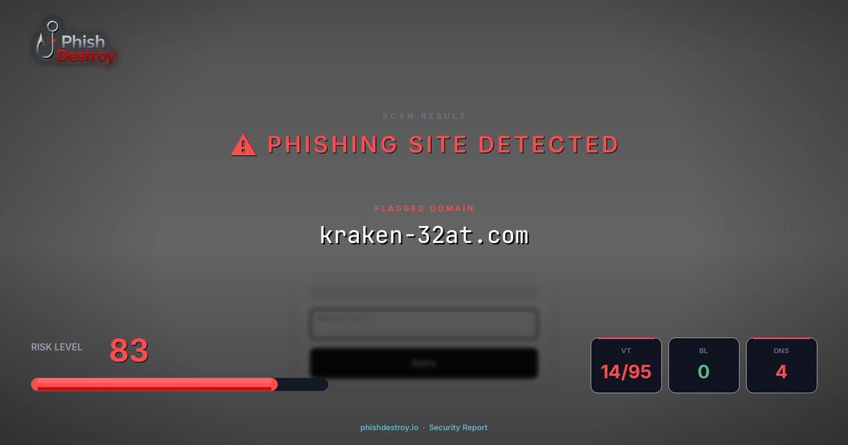 kraken-32at.com phishing report — threat analysis by PhishDestroy