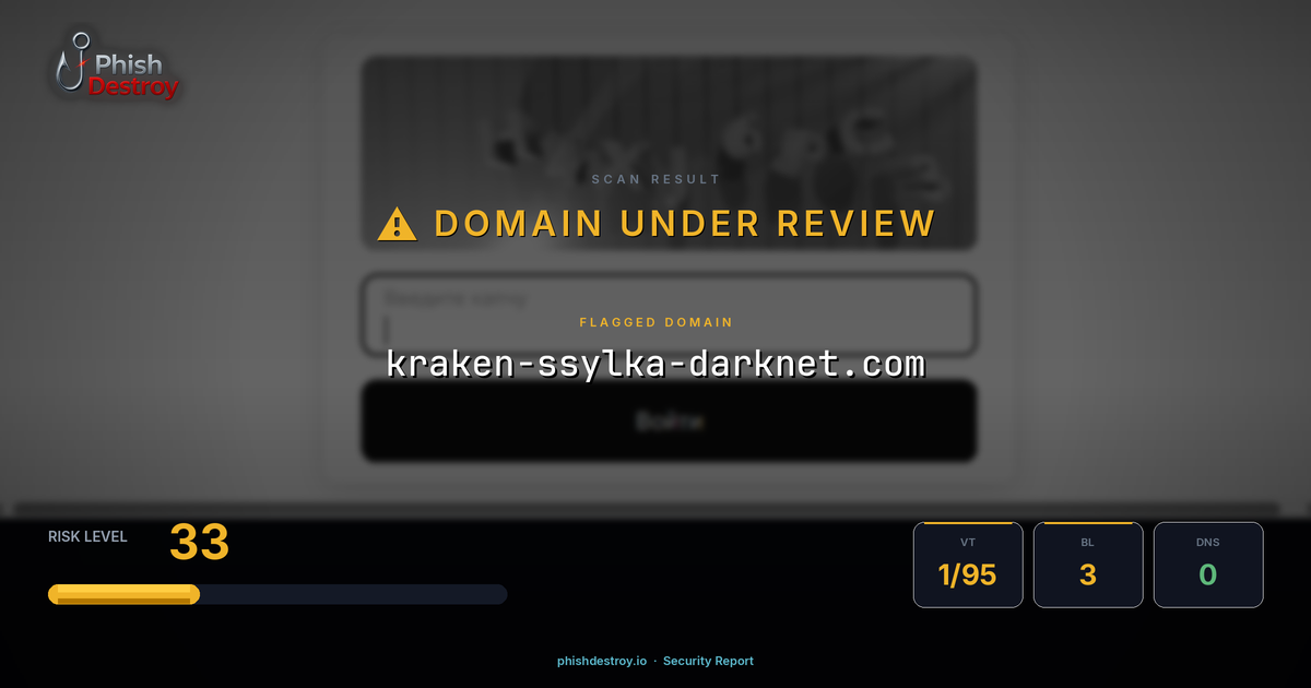 kraken-ssylka-darknet.com phishing report — threat analysis by PhishDestroy