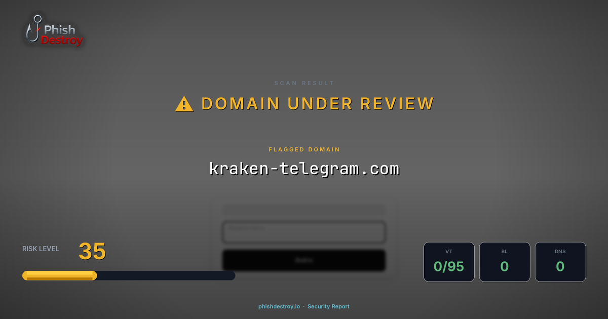 kraken-telegram.com phishing report — threat analysis by PhishDestroy