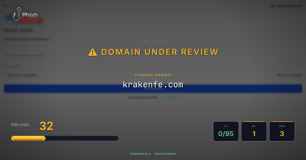 krakenfe.com phishing report — threat analysis by PhishDestroy