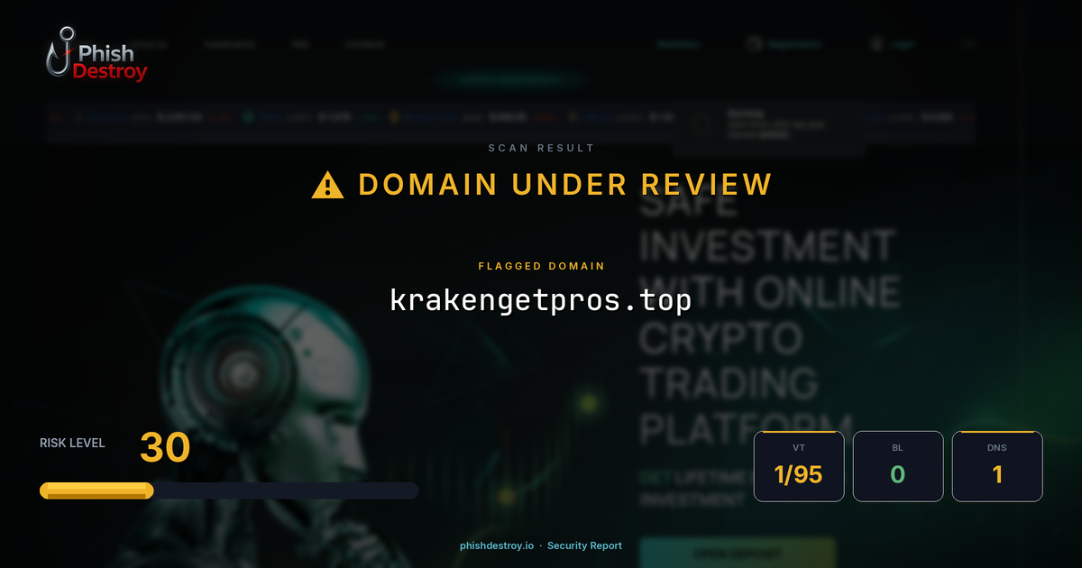 krakengetpros.top phishing report — threat analysis by PhishDestroy