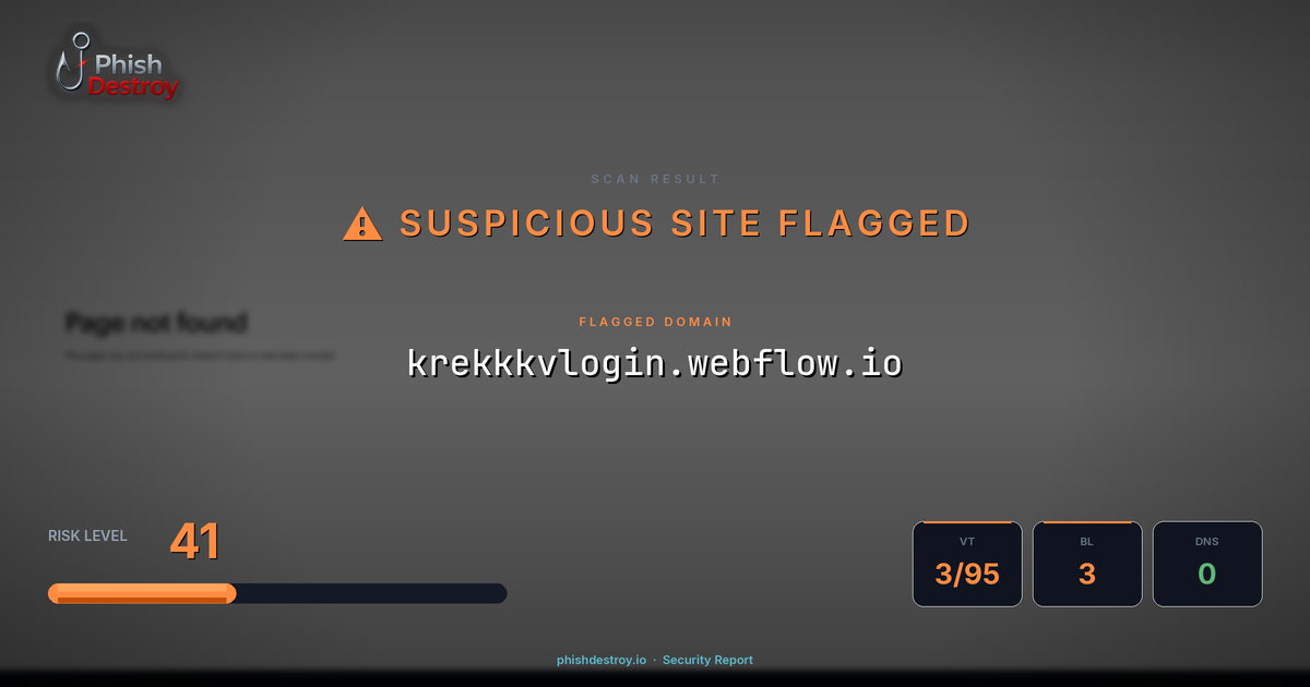 krekkkvlogin.webflow.io phishing report — threat analysis by PhishDestroy