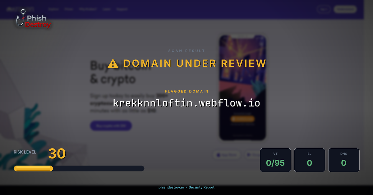 krekknnloftin.webflow.io phishing report — threat analysis by PhishDestroy