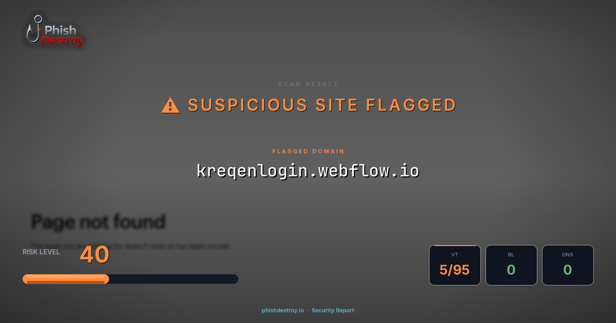 kreqenlogin.webflow.io phishing report — threat analysis by PhishDestroy