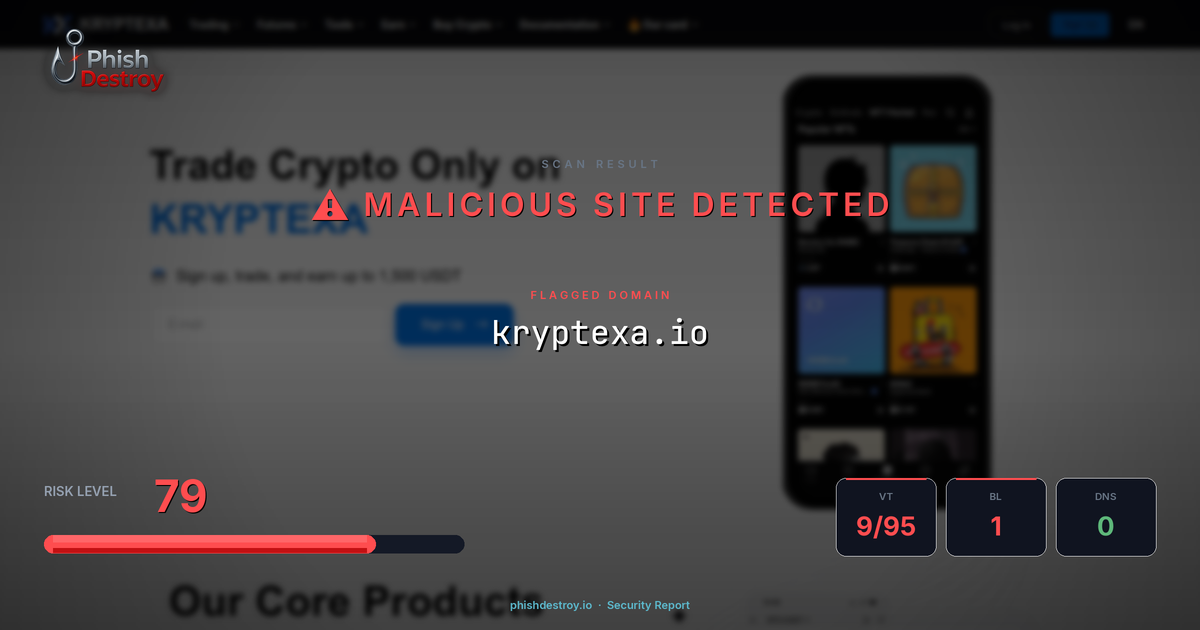 kryptexa.io phishing report — threat analysis by PhishDestroy