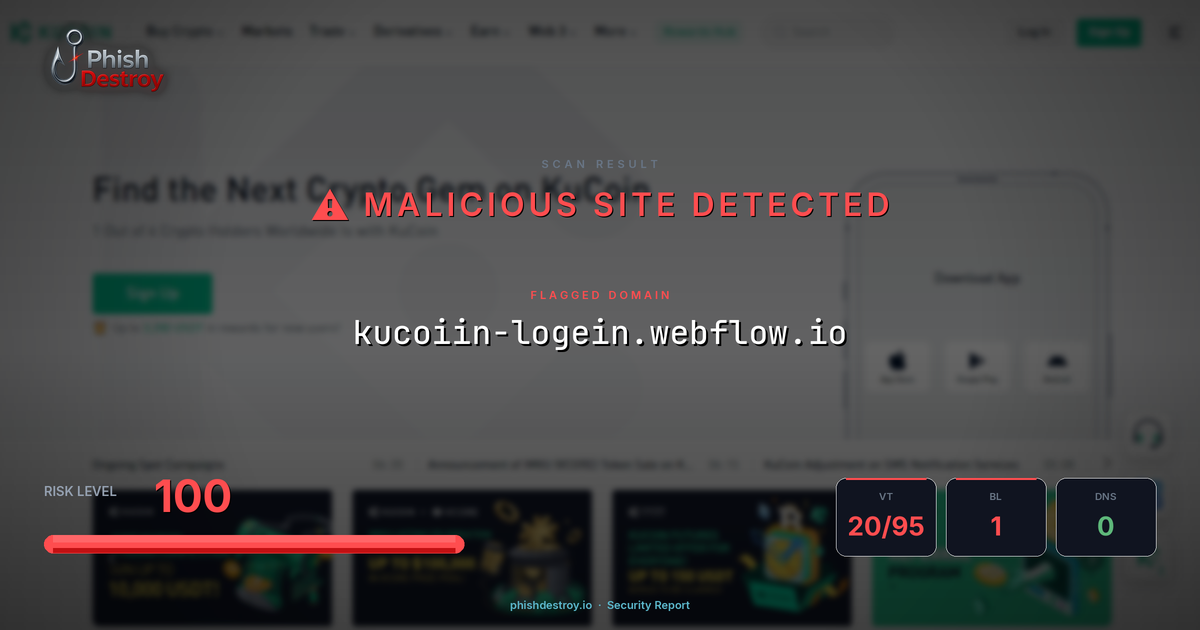 kucoiin-logein.webflow.io phishing report — threat analysis by PhishDestroy