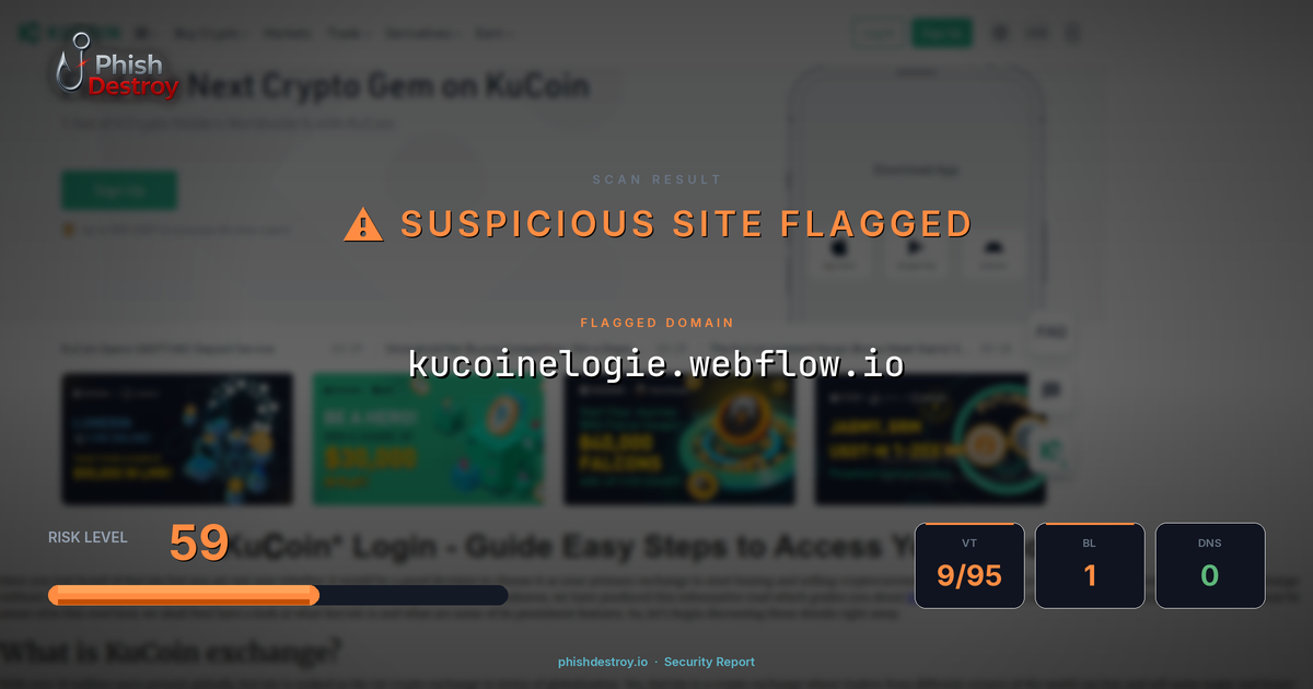 kucoinelogie.webflow.io phishing report — threat analysis by PhishDestroy