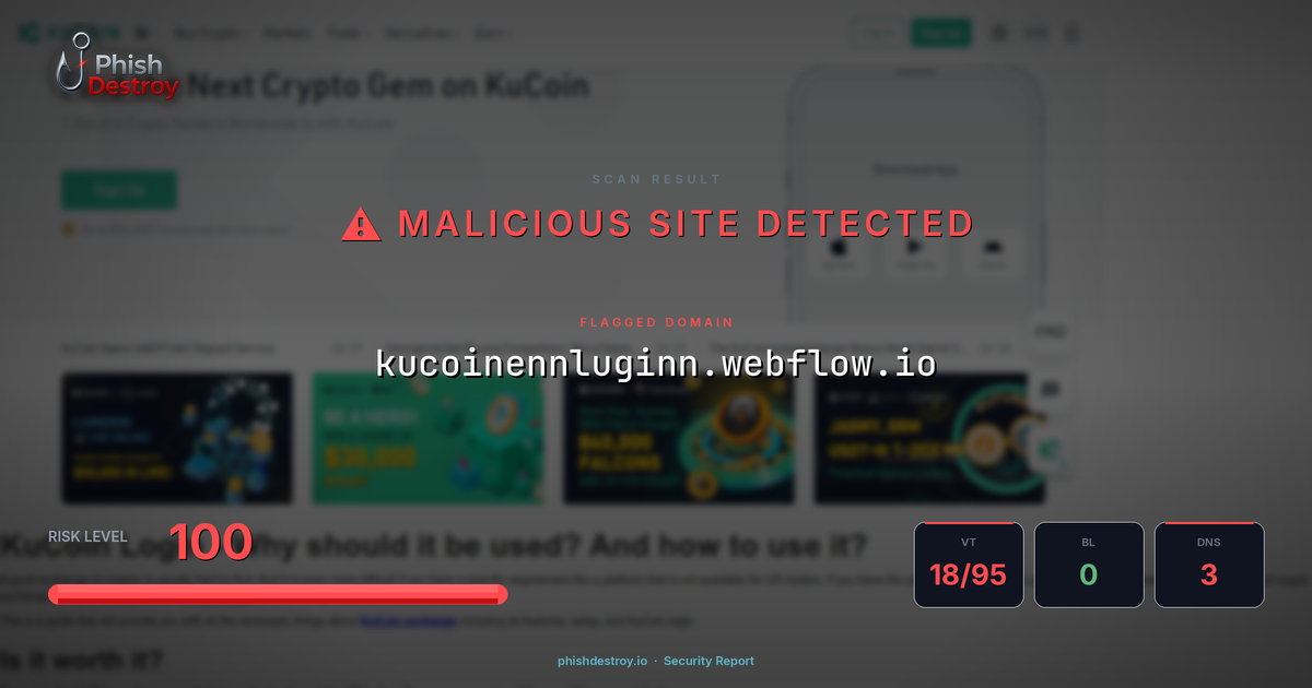 kucoinennluginn.webflow.io phishing report — threat analysis by PhishDestroy