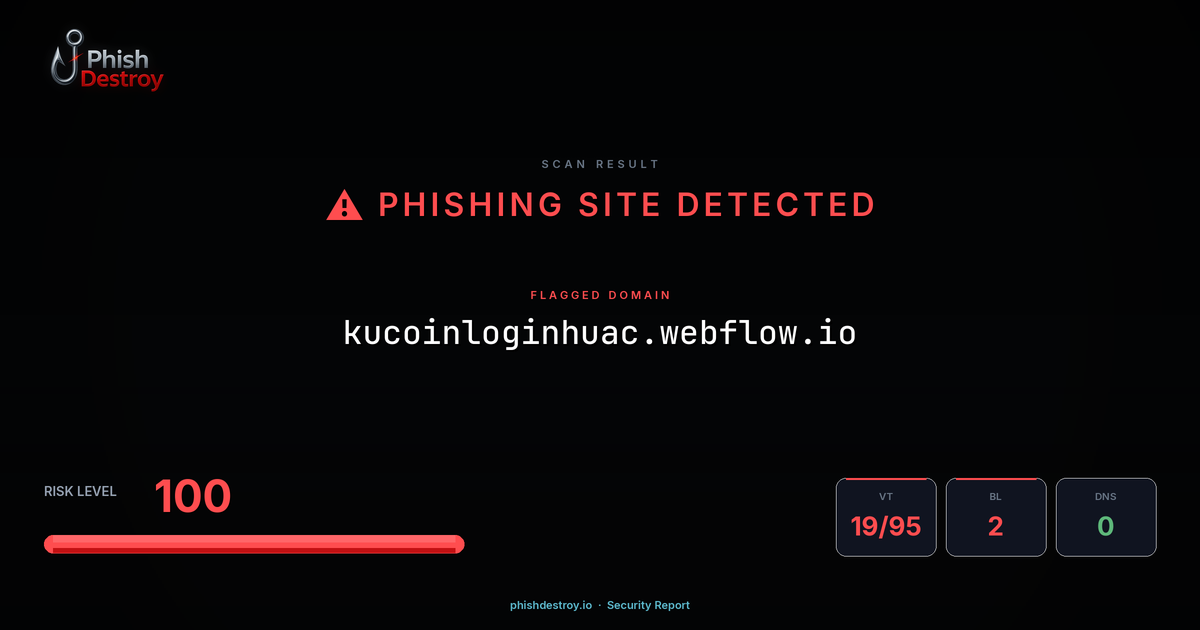 kucoinloginhuac.webflow.io phishing report — threat analysis by PhishDestroy
