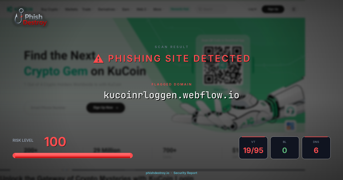 kucoinrloggen.webflow.io phishing report — threat analysis by PhishDestroy