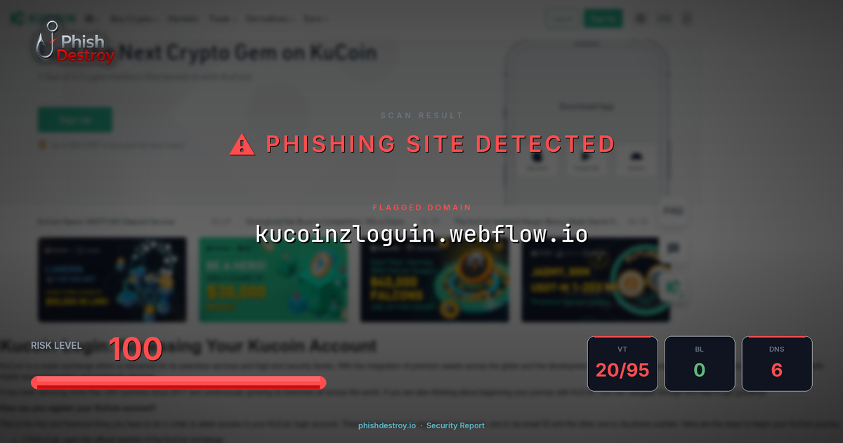kucoinzloguin.webflow.io phishing report — threat analysis by PhishDestroy