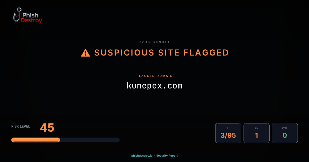 kunepex.com phishing report — threat analysis by PhishDestroy