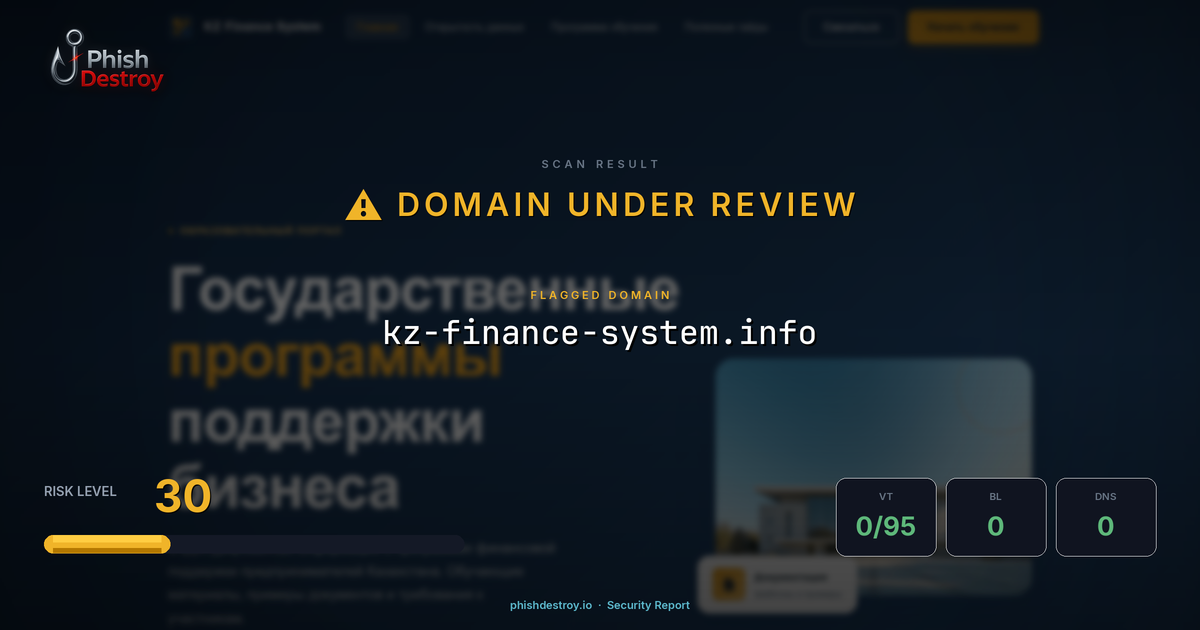 kz-finance-system.info phishing report — threat analysis by PhishDestroy