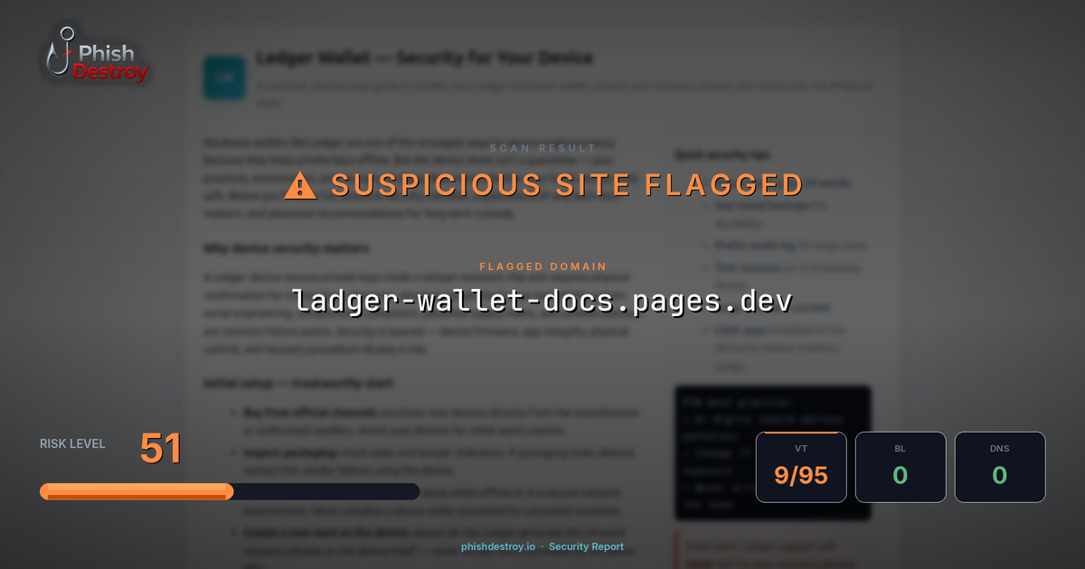 ladger-wallet-docs.pages.dev phishing report — threat analysis by PhishDestroy