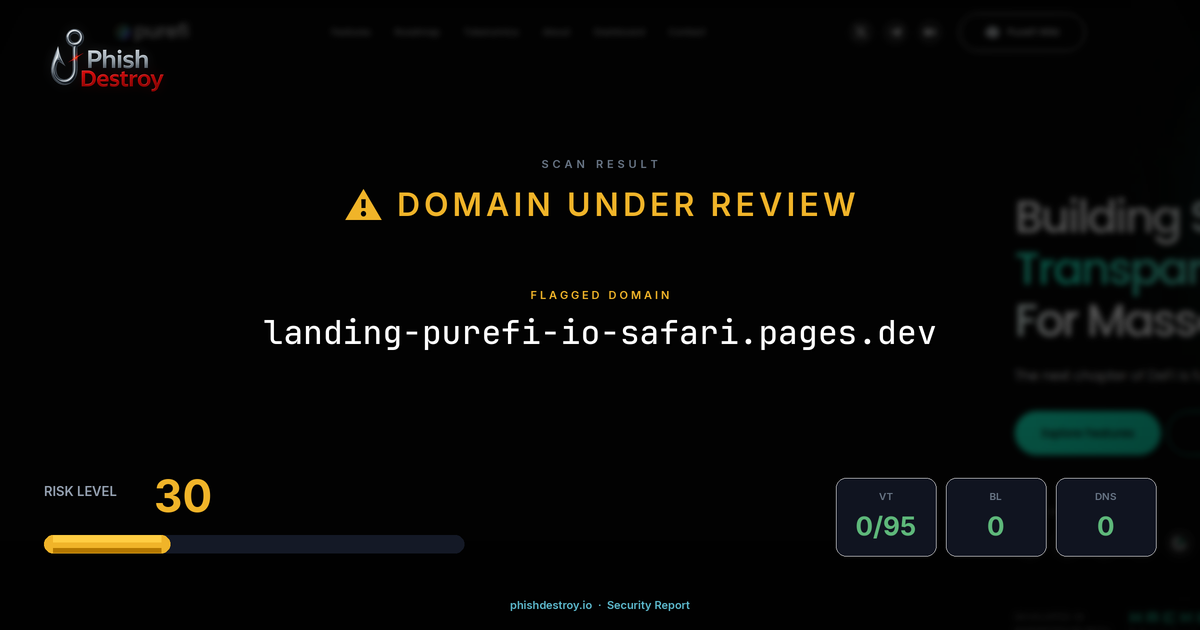 landing-purefi-io-safari.pages.dev phishing report — threat analysis by PhishDestroy