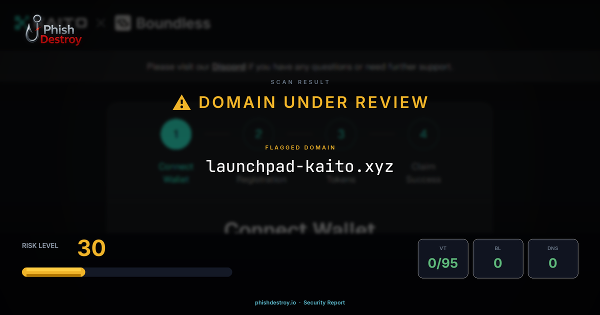 launchpad-kaito.xyz phishing report — threat analysis by PhishDestroy