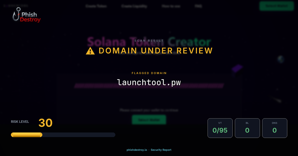 launchtool.pw phishing report — threat analysis by PhishDestroy