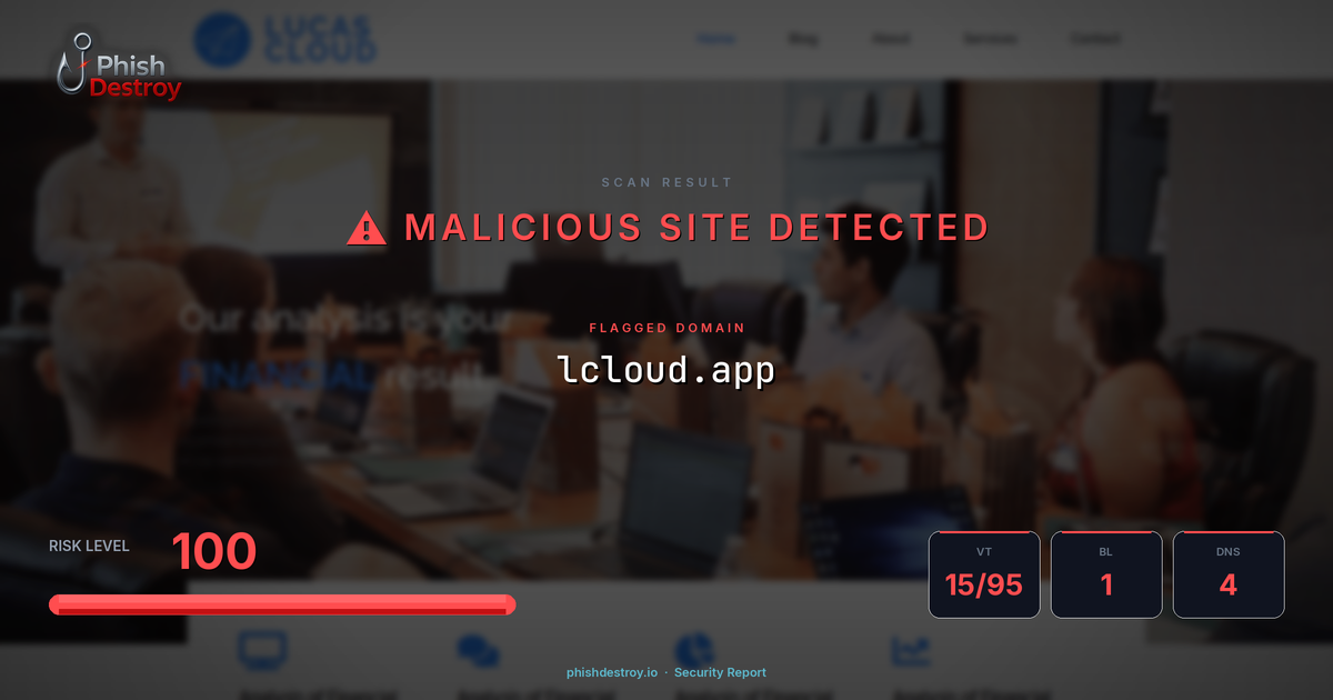 lcloud.app phishing report — threat analysis by PhishDestroy