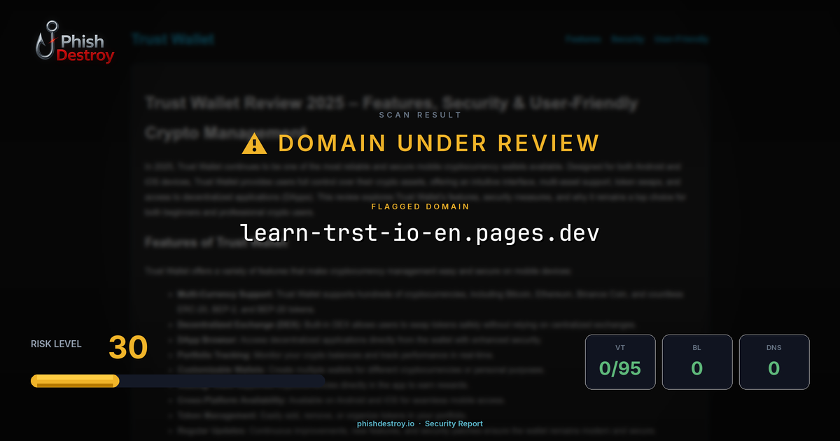 learn-trst-io-en.pages.dev phishing report — threat analysis by PhishDestroy