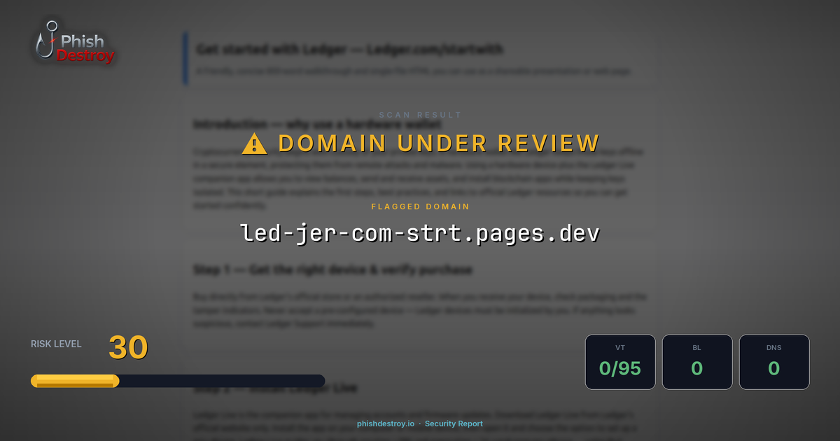 led-jer-com-strt.pages.dev phishing report — threat analysis by PhishDestroy