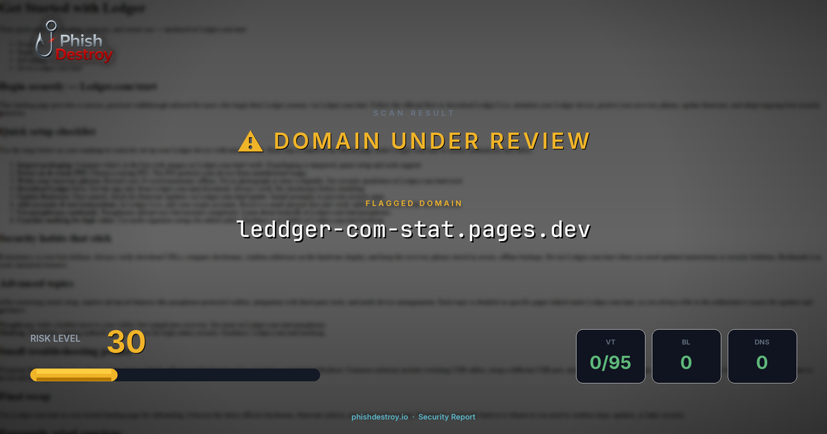 leddger-com-stat.pages.dev phishing report — threat analysis by PhishDestroy