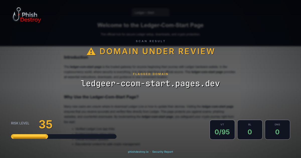 ledgeer-ccom-start.pages.dev phishing report — threat analysis by PhishDestroy