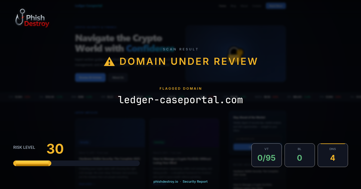 ledger-caseportal.com phishing report — threat analysis by PhishDestroy