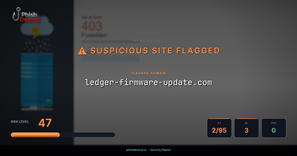 ledger-firmware-update.com phishing report — threat analysis by PhishDestroy