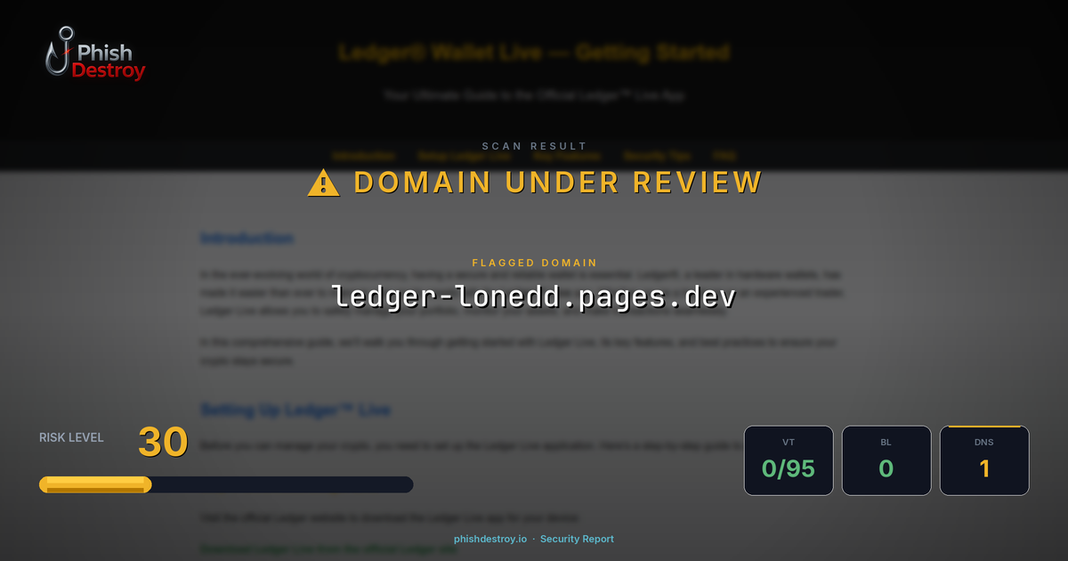 ledger-lonedd.pages.dev phishing report — threat analysis by PhishDestroy