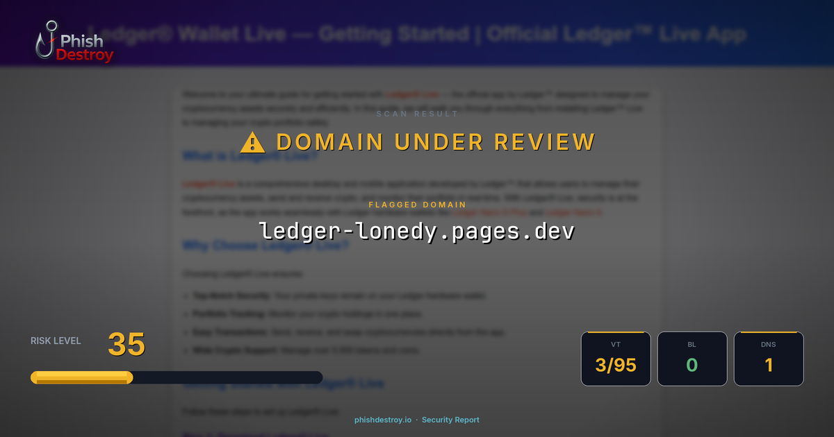 ledger-lonedy.pages.dev phishing report — threat analysis by PhishDestroy