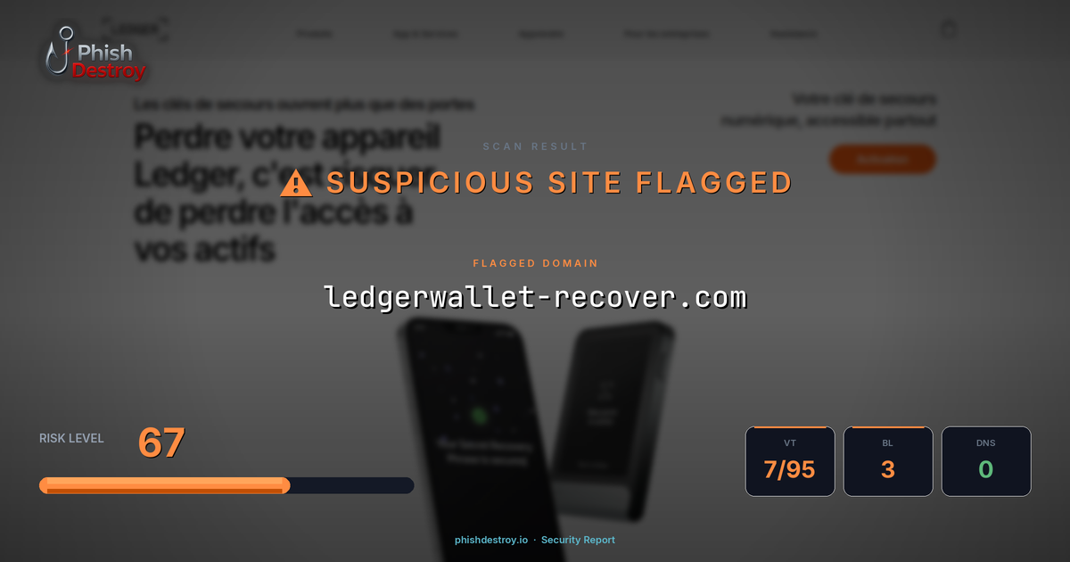 ledgerwallet-recover.com phishing report — threat analysis by PhishDestroy